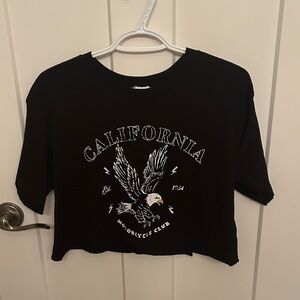 Garage Black Crop Top with Eagle Graphic